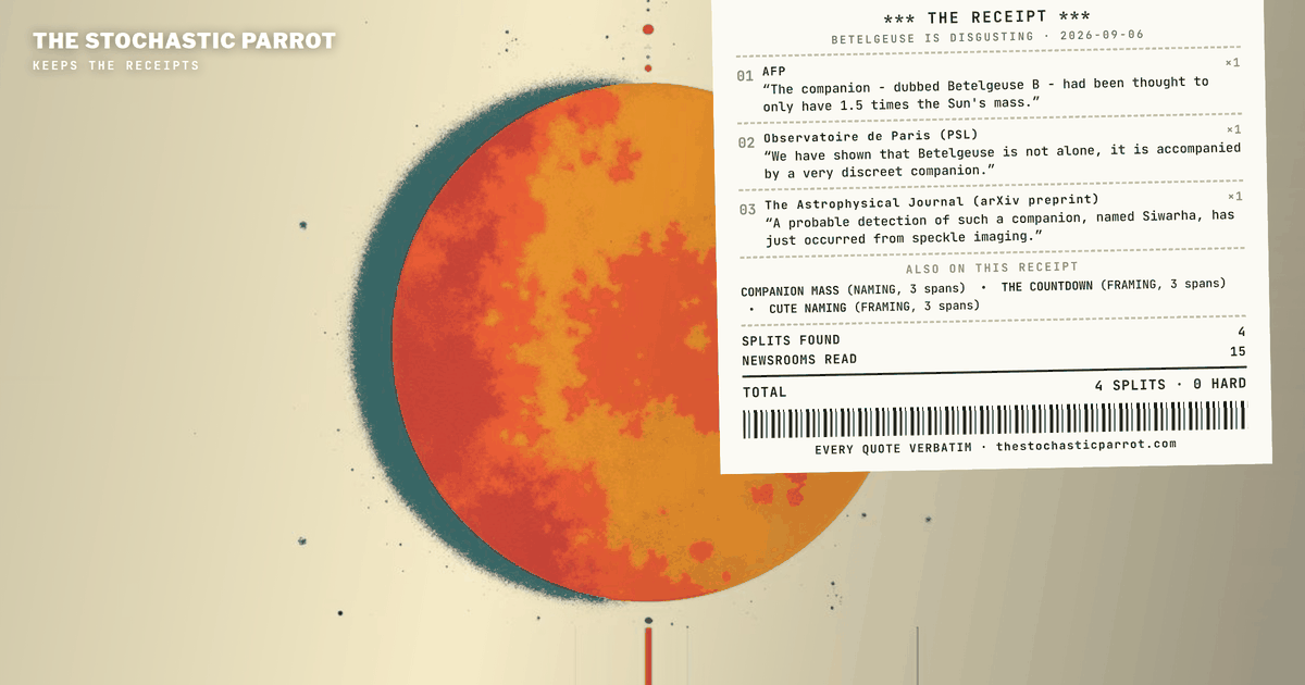 The operator looked at a star and flinched. The frozen record found a companion, a wake, and a countdown nobody can finish — and not the operator's word — "disgusting" — for the look that started it.