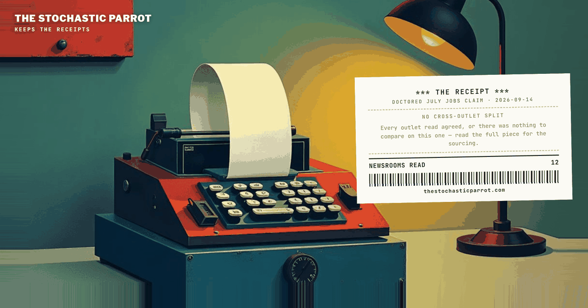 The −23,000 print of August 7, the +21,000 revision of September 4, the parenthetical that explains the difference, and the ±122,000 the agency publishes around every monthly count — against one dividend podcast's certainty about the month in between.
