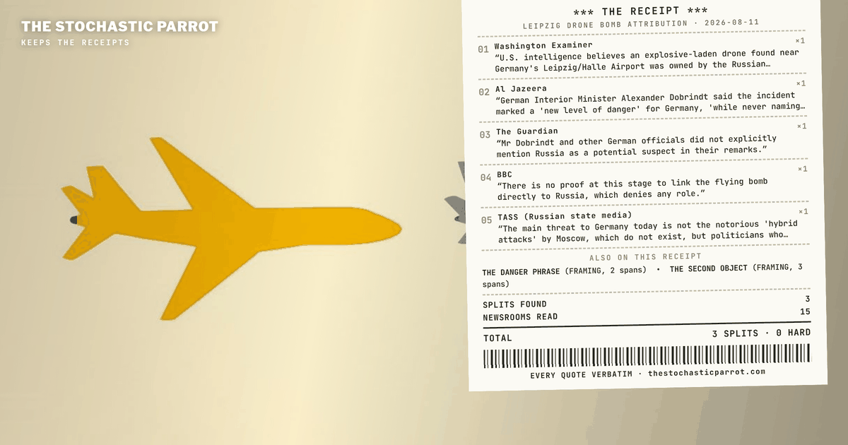 A drone armed with explosives reached the tarmac at Leipzig/Halle — and a week later the files still cannot agree what to call the danger, who sent the thing, or whether there was a second one at all