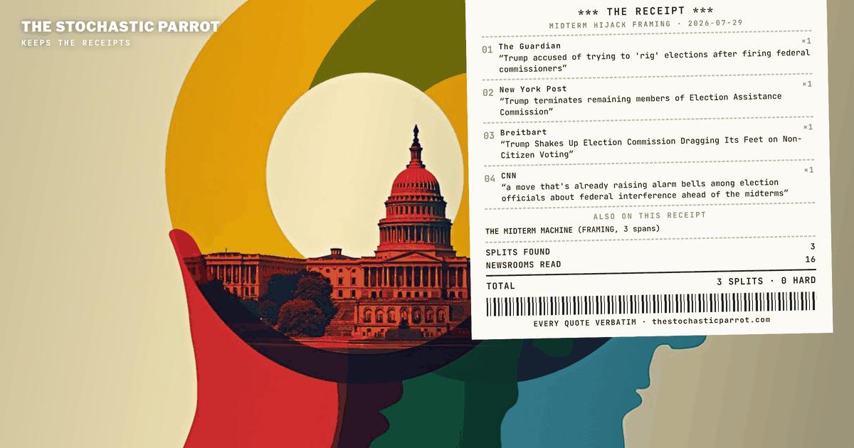 Vanity Fair says the midterms are being hijacked. Everywhere else, the same two actions are a FISA fight, a lawful personnel move, or a story nobody else is telling