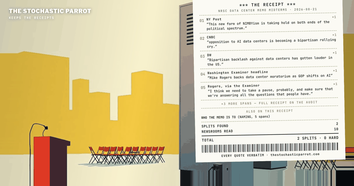 A leaked "Ohio Data Center Risk" memo, the eleven stories written on top of it, and one comparison about nuclear waste that turns out to belong to the coverage, not the committee.