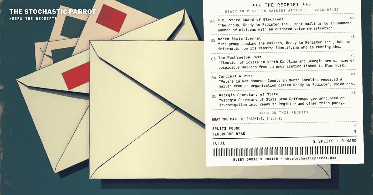 A voter-registration letter arrived for a man who died in 2006 — and across five documents describing that letter and its siblings, the question of whose letter it is gets four different answers