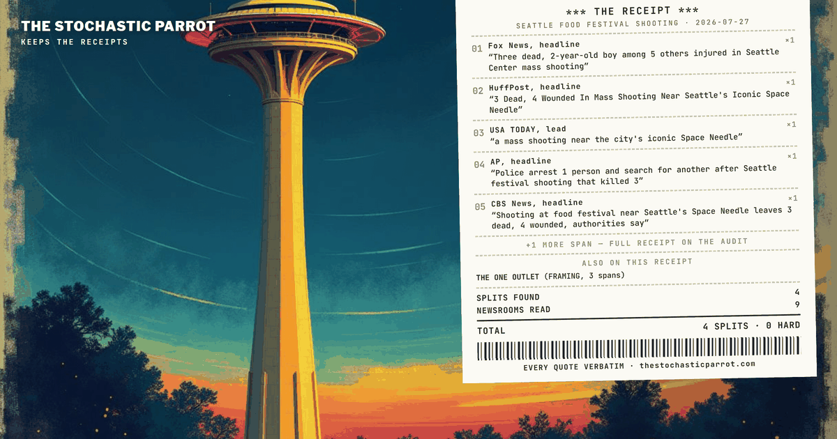 Three dead under the Space Needle. Twelve queries went out to the right-leaning press. Eleven came back empty.