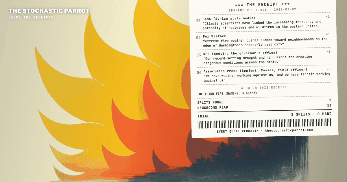 Washington's Old Trails Fire forced a city of 230,000 to flee — and the coverage could not hold one size, one name, or one cause, while one cable network gave the whole thing 49.7 minutes and another gave it zero