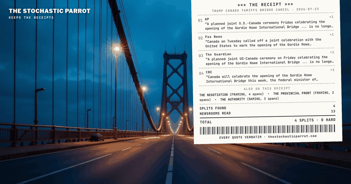 Trump imposes 50% tariffs on Canada -- and coverage splits on whether the Gordie Howe Bridge snub is a rupture, a discretion, or just a bridge opening alone