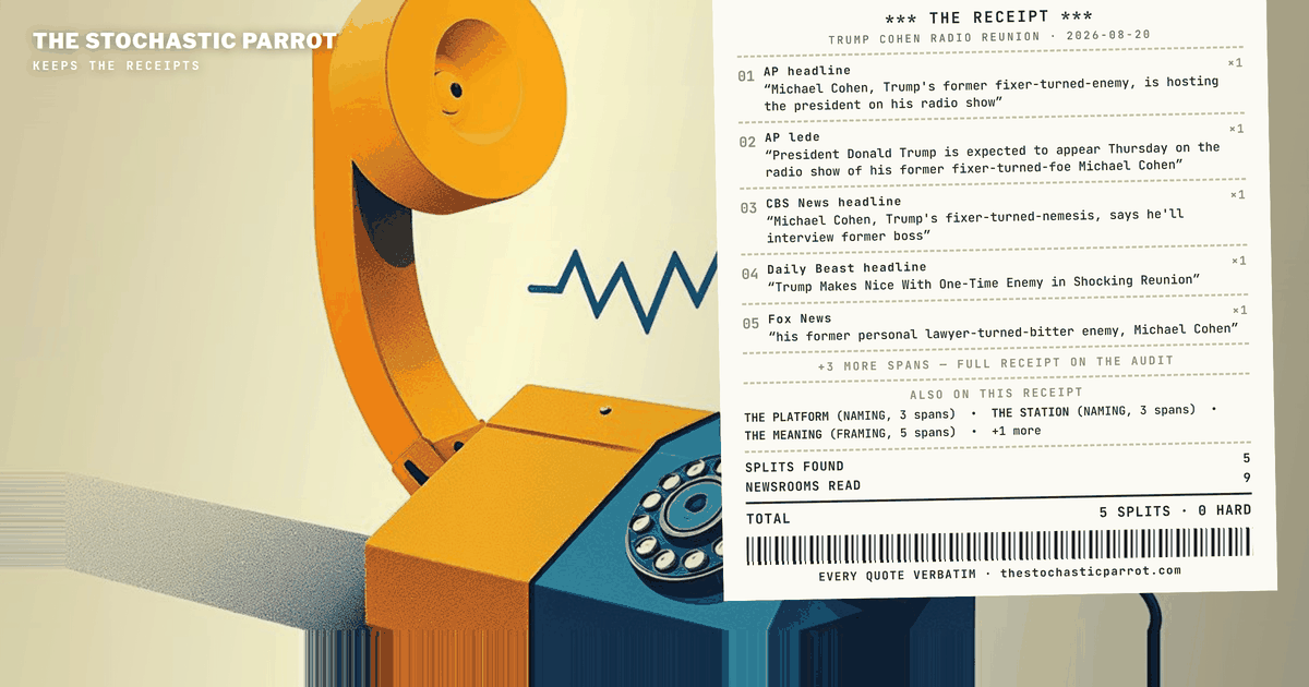 One 40-minute phone call, settled in every particular — and four different first causes, none of them mentioned by any file that carries another