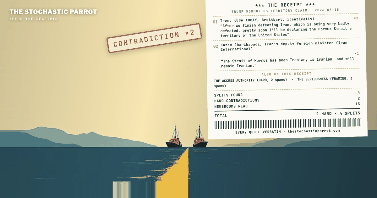 Two governments claimed the same water on the same day. Two ships actually crossed it. The files cannot agree whether the claim was a threat, an announcement, or a joke.